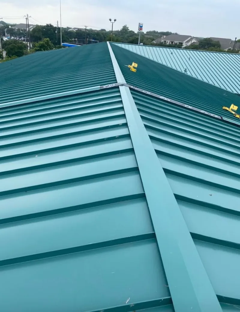 Green commercial metal roof ridge and valley for Metal Roof Repair in Miramar